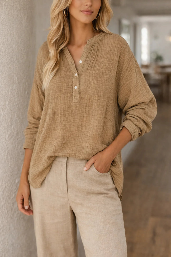 Henley shirt met knopen