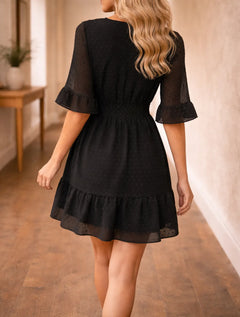 A-line mini jurk met V-hals