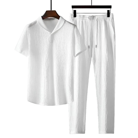 Matthijs | Katoenen polo & pantalon set in de kleur Wit voor heren in Formal stijl ideaal voor de lente.