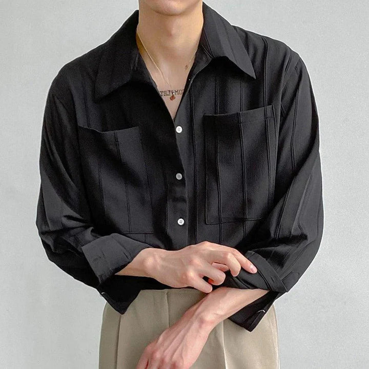 Max | Ribgebreid shirt in de kleur Zwart voor in stijl ideaal voor de herfst.