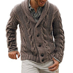 Max | Warm gebreide wollen herenvest in de kleur Bruin voor heren in Heritage stijl ideaal voor de herfst.
