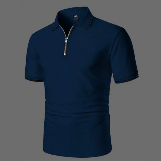 Max | Wit poloshirt met korte mouwen en rits in de kleur Blauw voor heren in Casual stijl geschikt voor alle seizoenen.