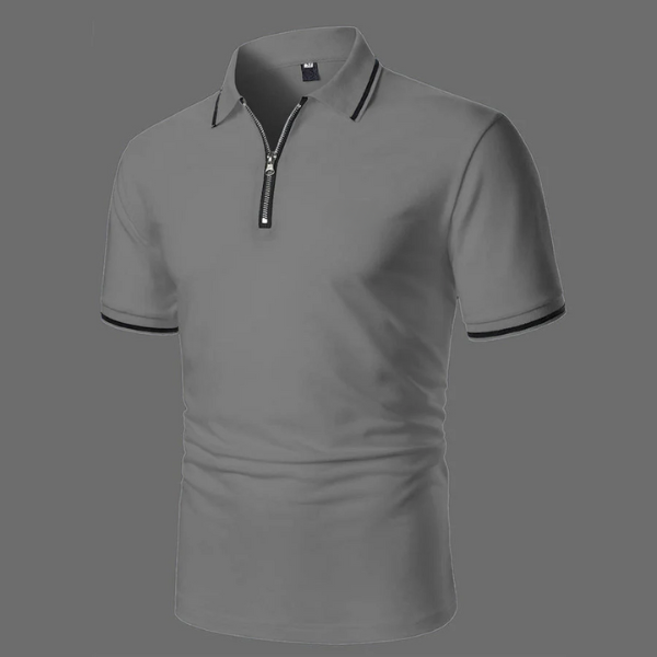 Max | Wit poloshirt met korte mouwen en rits in de kleur Grijs voor heren in Casual stijl geschikt voor alle seizoenen.