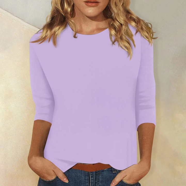 Maya | Effen Gekleurd Damesshirt - Ronde Hals en Lange Mouwen