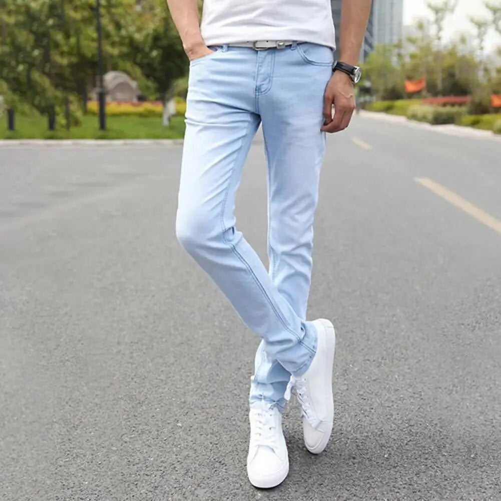 Mees | Elastische Slim Fit spijkerbroek voor mannen in de kleur Blauw voor heren in stijl geschikt voor alle seizoenen.
