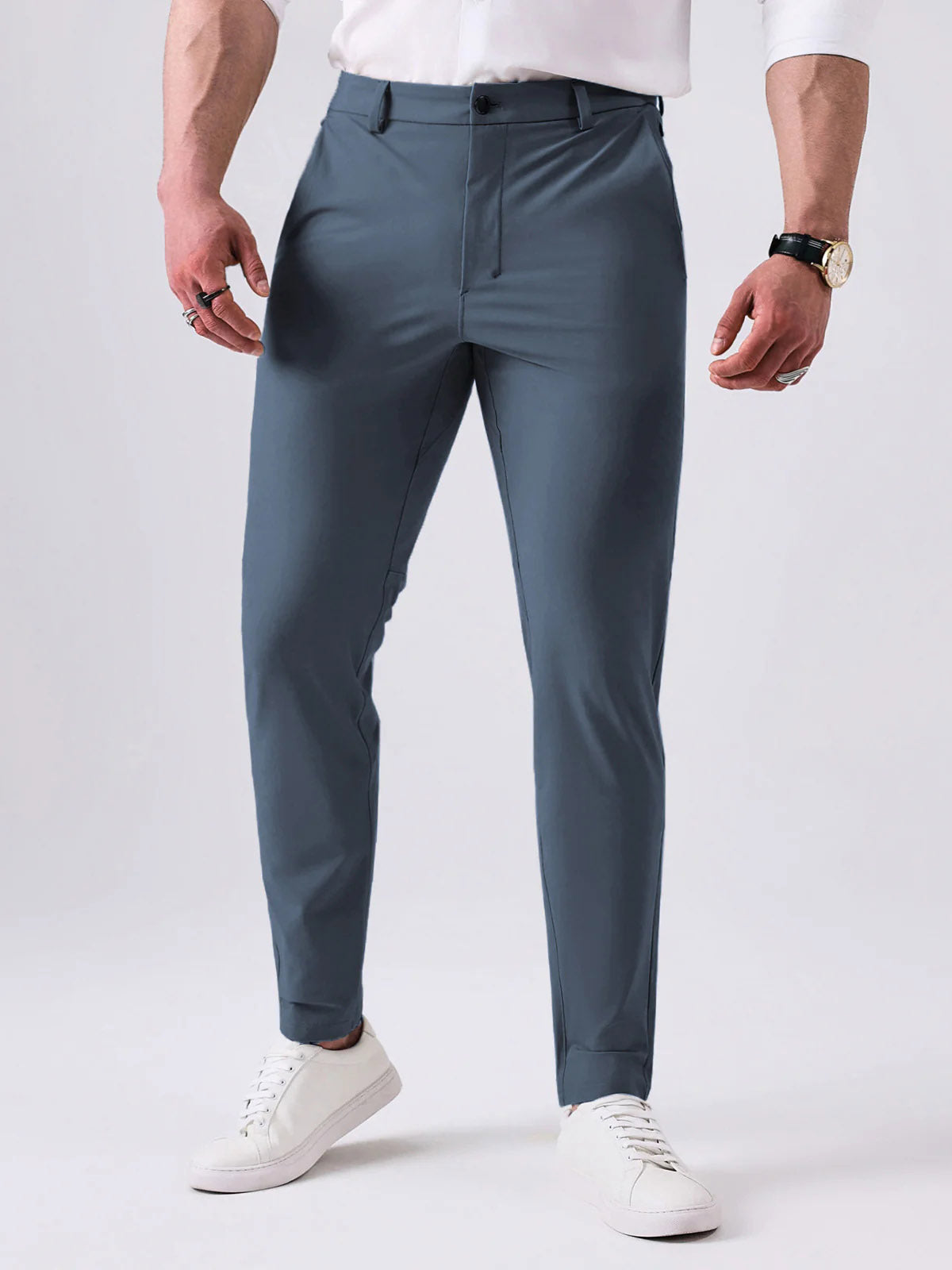 Mike | Slanke broek in de kleur Donkergrijs voor heren in stijl geschikt voor alle seizoenen.