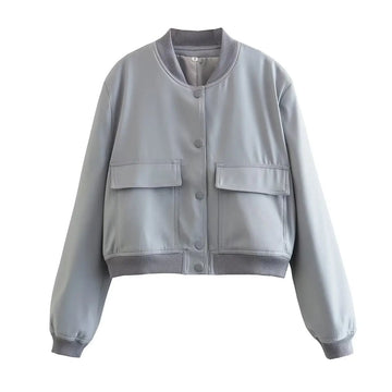 Mila | Casual bomberjack dames in de kleur Grijs voor dames in Streetwear stijl ideaal voor de herfst.