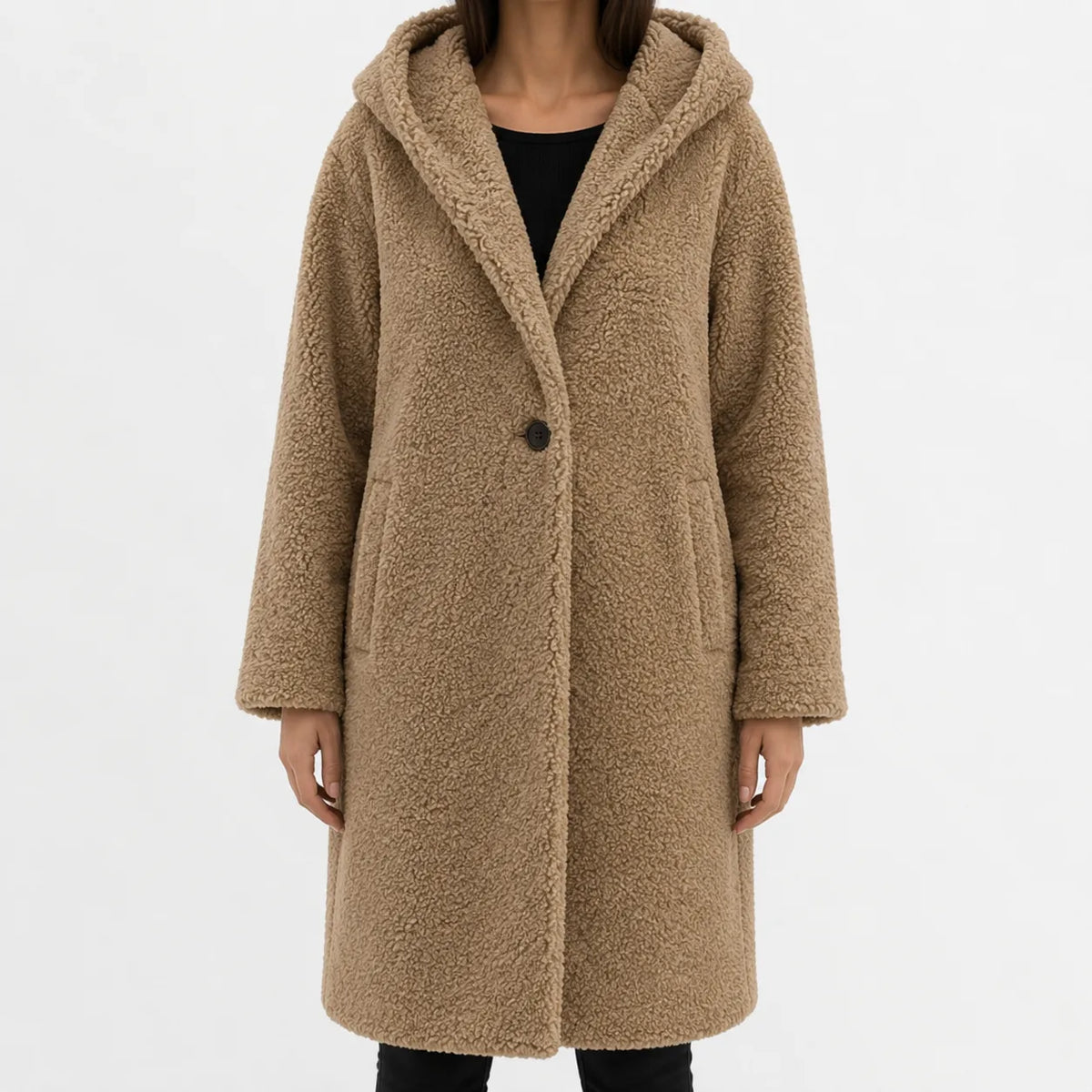 Oversized teddy jas met capuchon