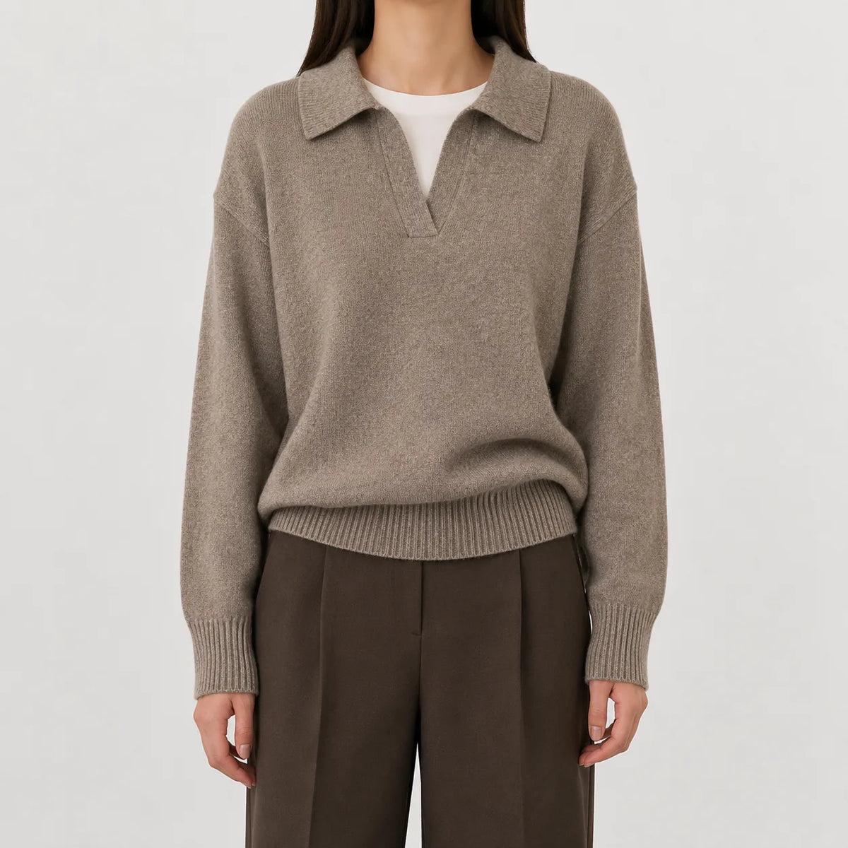 Sweater met V-hals en lange mouwen