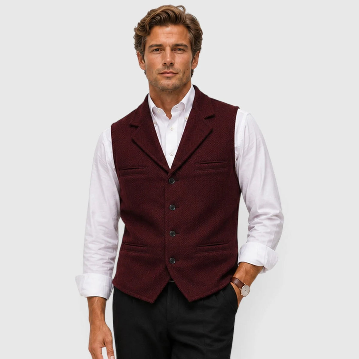 Gilet met herringbone patroon