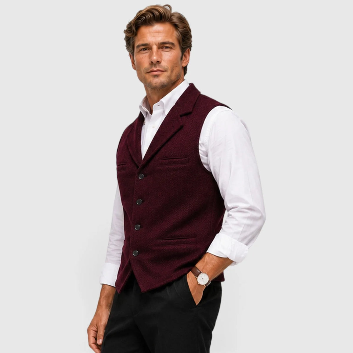 Gilet met herringbone patroon