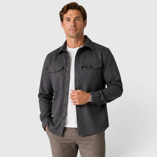 Overshirt slim fit met mandarin collar