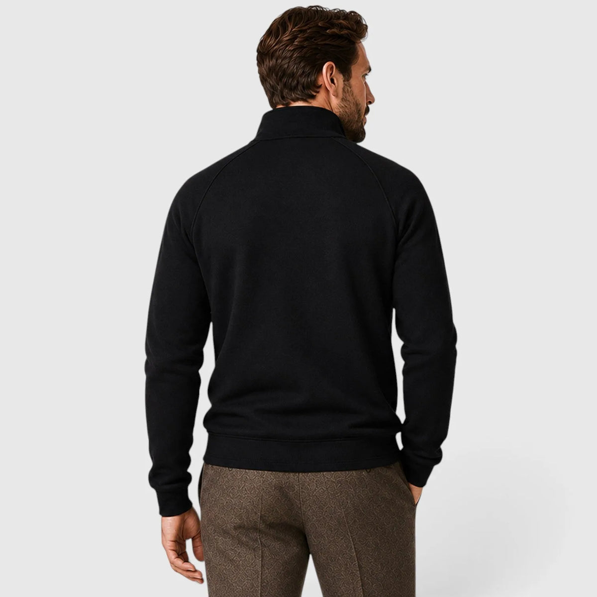 Zip-up fleece sweater met stand collar