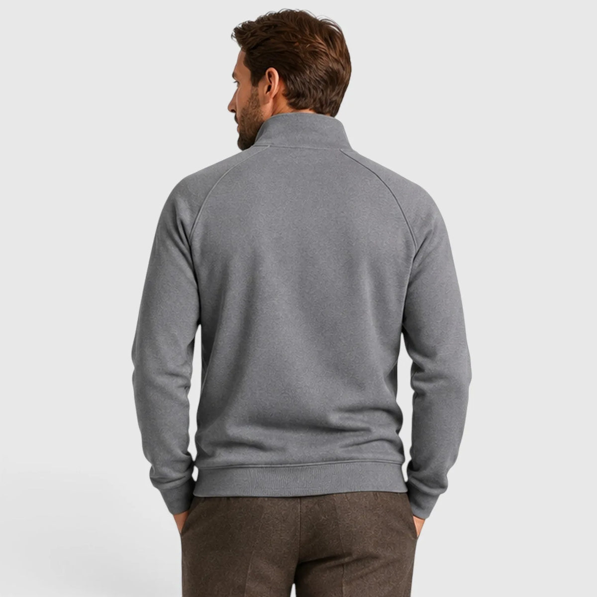 Zip-up fleece sweater met stand collar