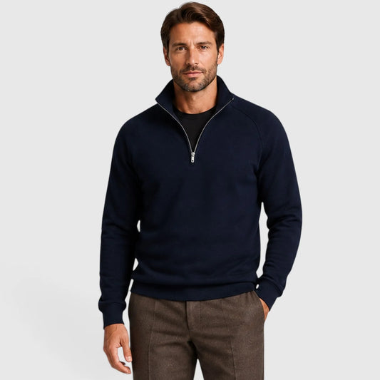 Zip-up fleece sweater met stand collar
