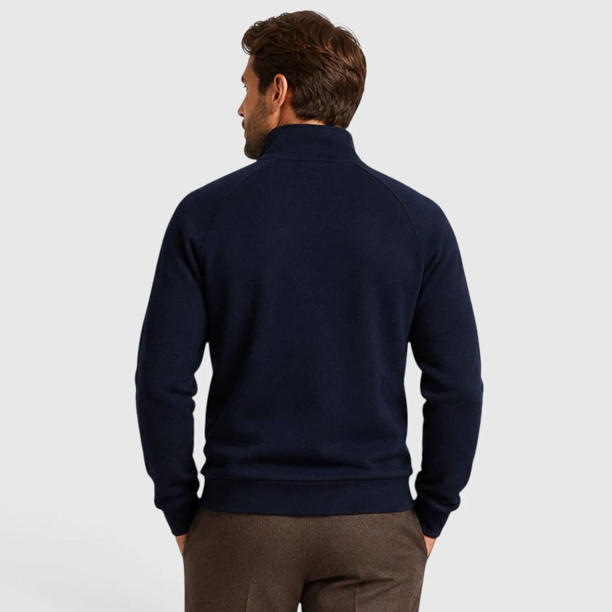 Zip-up fleece sweater met stand collar