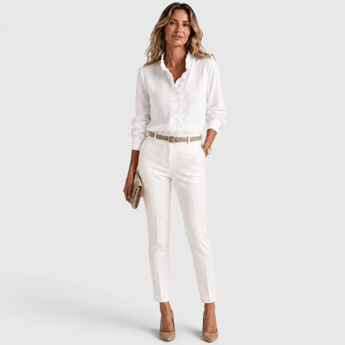 Blouse met ruffles en knopen