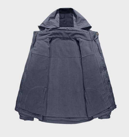Niels | Wind- en waterdicht wandeljack met capuchon en zakken in de kleur Blauw voor heren in Outdoor stijl ideaal voor de winter