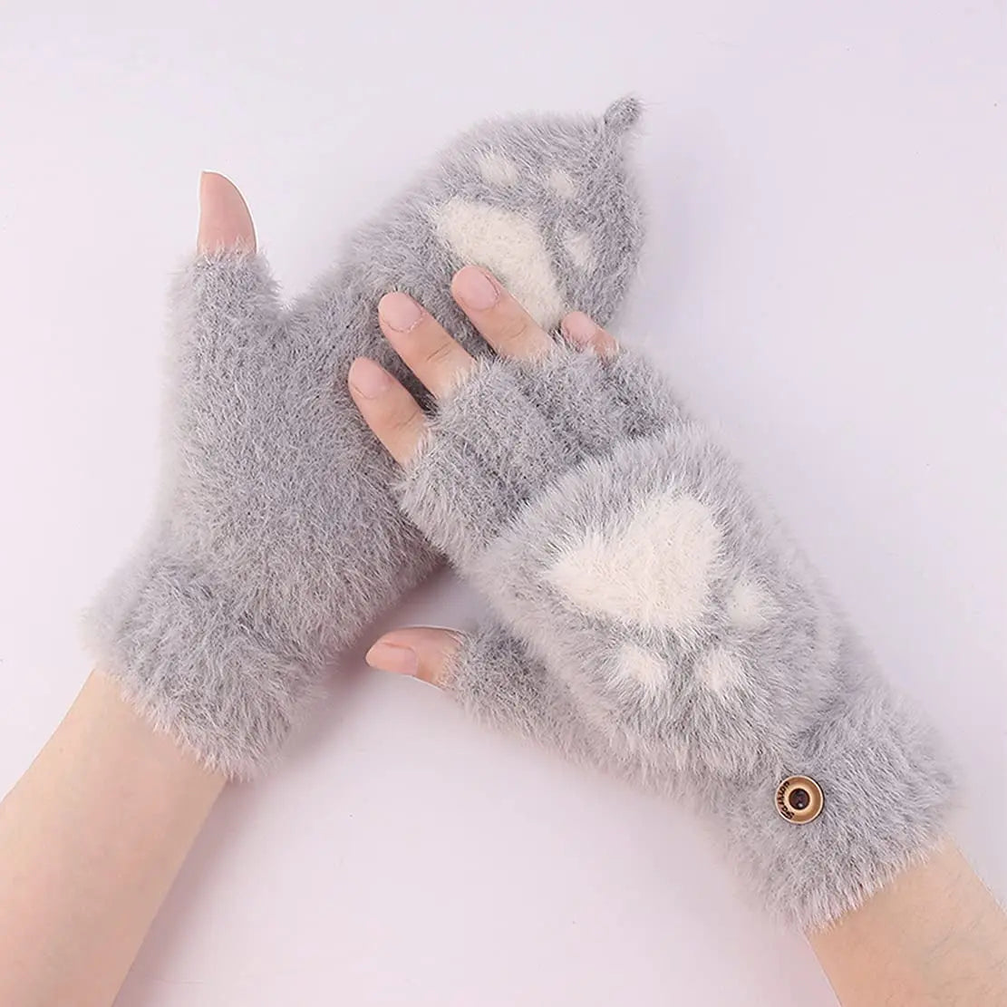 Nina | Schattige & comfortabele minky wanten in de kleur Donkergrijs voor dames in stijl ideaal voor de winter