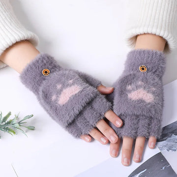 Nina | Schattige & comfortabele minky wanten in de kleur Donkergrijs voor dames in stijl ideaal voor de winter