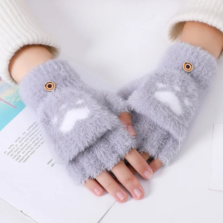 Nina | Schattige & comfortabele minky wanten in de kleur Lichtgrijs voor dames in stijl ideaal voor de winter