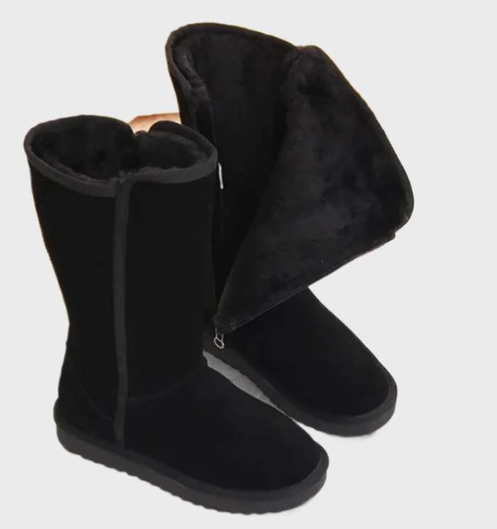 Nina | Warme en waterdichte suède sheepskin laarzen met ritssluiting in de kleur 35 voor dames in Outdoor stijl ideaal voor de herfst.