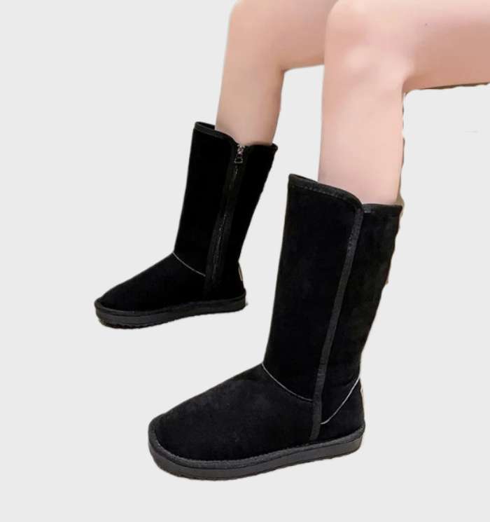 Nina | Warme en waterdichte suède sheepskin laarzen met ritssluiting in de kleur 35 voor dames in Outdoor stijl ideaal voor de herfst.