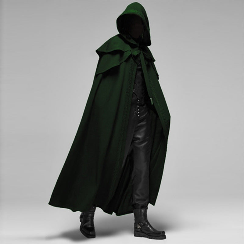 Noa | Gotische cape met capuchon in de kleur Groen voor dames in stijl ideaal voor de herfst.