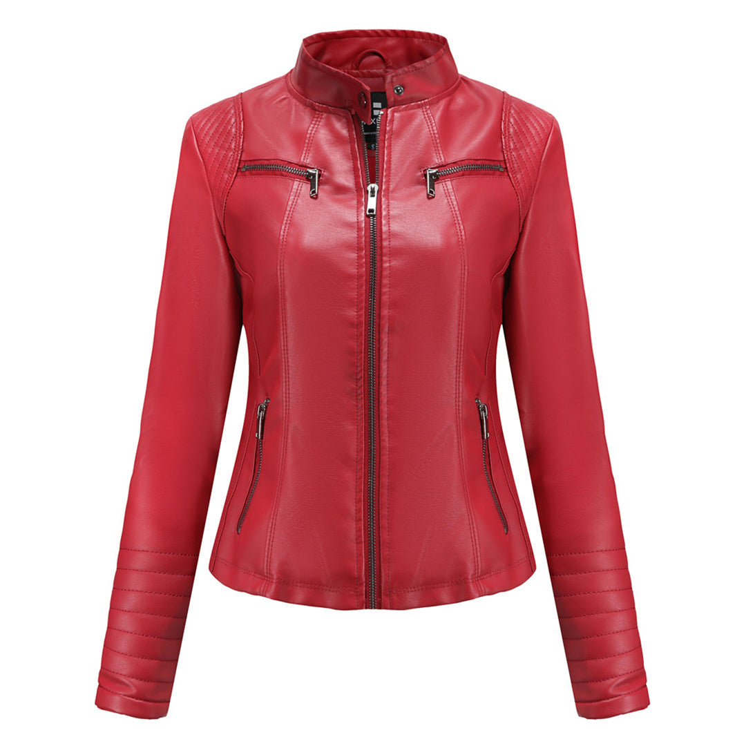 Noa | Stijlvolle leren jas in de kleur Rood voor dames in stijl ideaal voor de herfst.