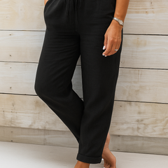 Luxe linnen damesbroek - ideaal voor een trendy en comfortabele look. Gemaakt van hoogwaardige linnen stof met een moderne snit voor tijdloze elegantie.