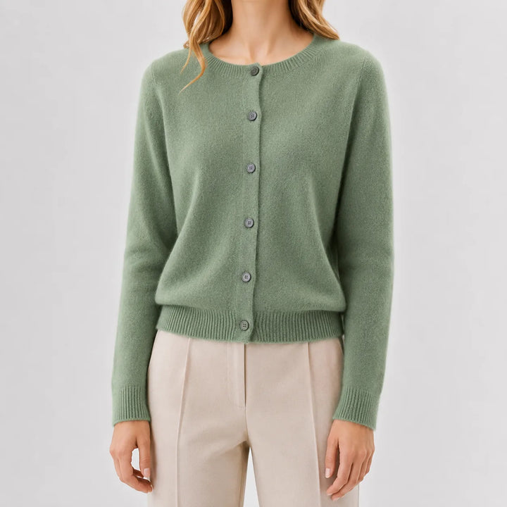 Cardigan met knopen en ribgebreide details