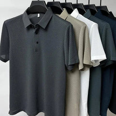 Quentin | Zijden polo (anti-kreuk) in de kleur Zwart voor in stijl geschikt voor alle seizoenen.