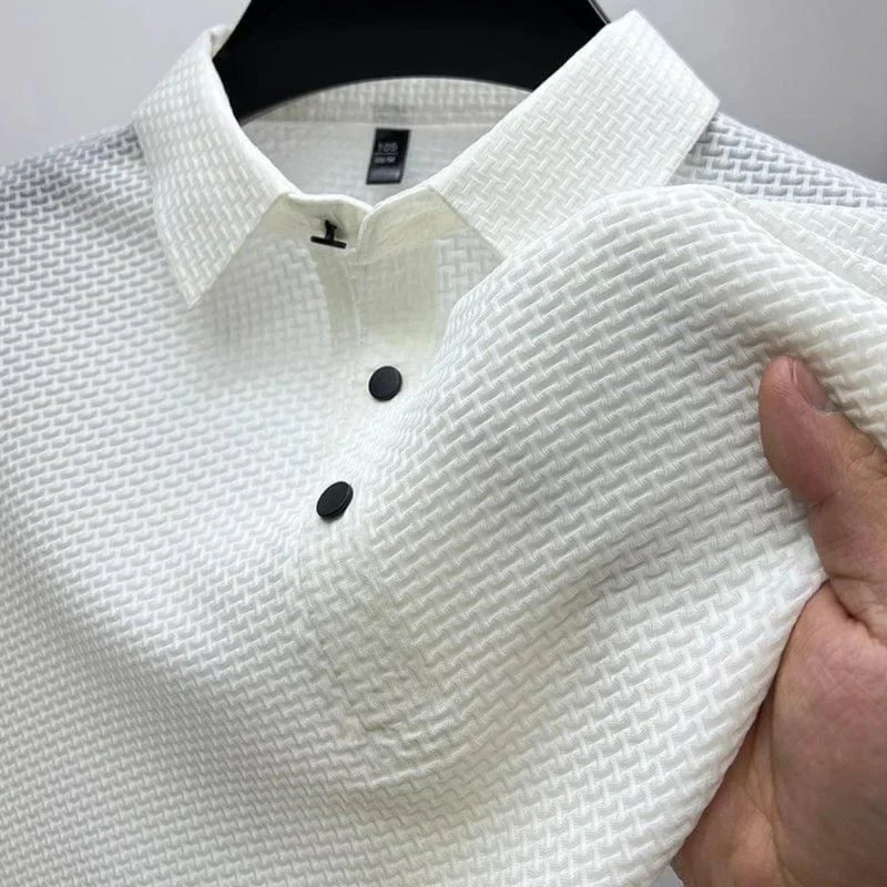 Quentin | Zijden polo (anti-kreuk) in de kleur Wit voor in stijl geschikt voor alle seizoenen.