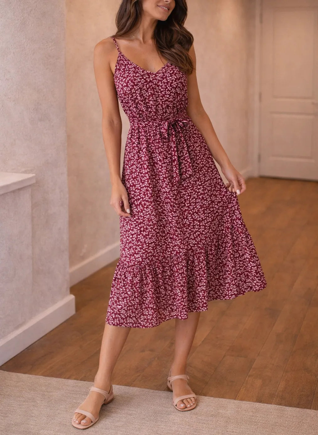 Midi jurk met bloemenprint