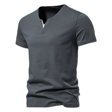 Rieks | Katoenen Slim Fit T-shirt in de kleur Donkergrijs voor heren in Formal stijl geschikt voor alle seizoenen.