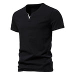 Rieks | Katoenen Slim Fit T-shirt in de kleur Zwart voor heren in Formal stijl geschikt voor alle seizoenen.
