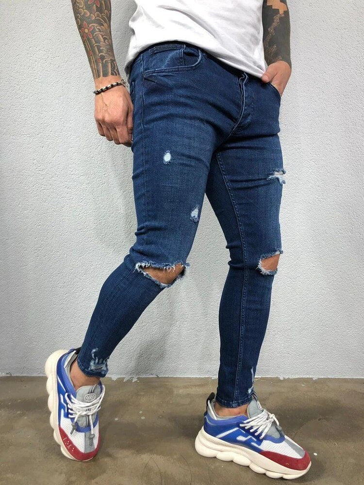 Rik | Gescheurde skinny jeans in herenmodel in de kleur Zwart voor heren in stijl ideaal voor de herfst.