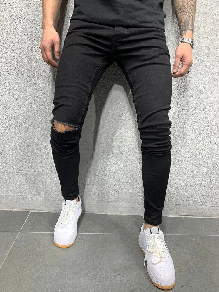 Rik | Gescheurde skinny jeans in herenmodel in de kleur Zwart voor heren in stijl ideaal voor de herfst.