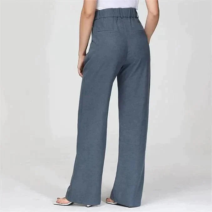 Saskia | Hoge Taille Wijde Pijp Broek in de kleur Beige voor dames in Casual stijl ideaal voor de winter