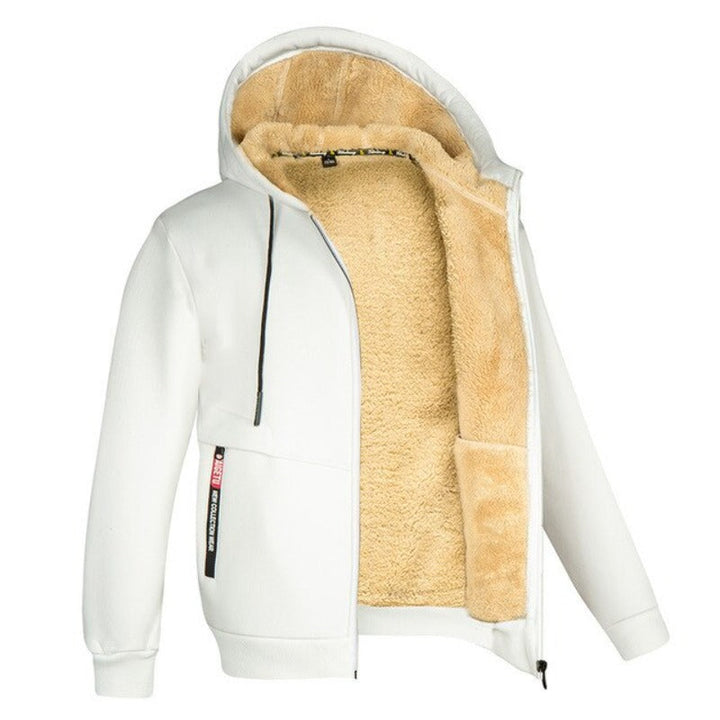 Sherpa | Wollen herenvest met capuchon in de kleur Wit voor heren in Lounge stijl ideaal voor de herfst.