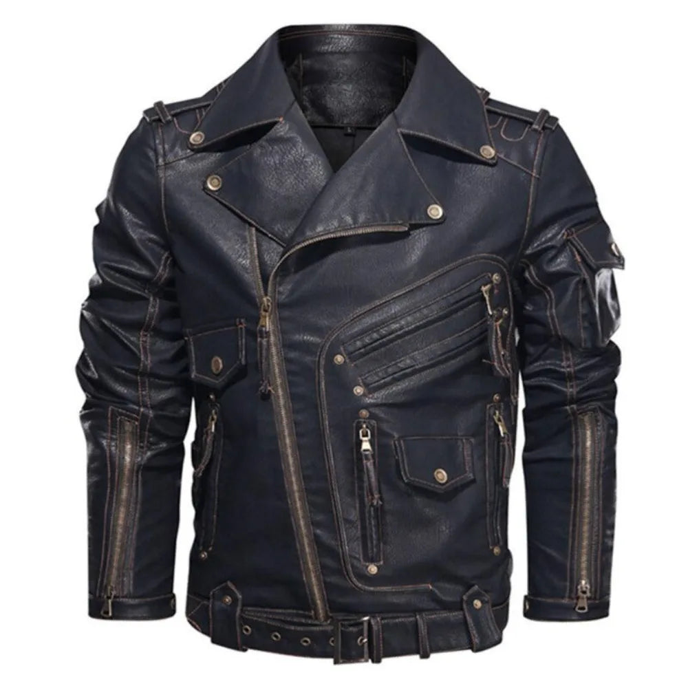 Leren jassen met belted waist