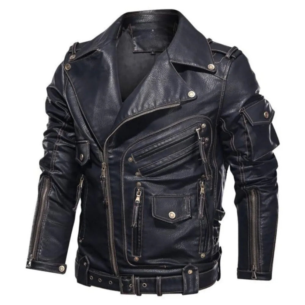 Leren jassen met belted waist