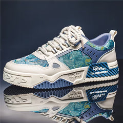 Finn | Kunst geïnspireerde blauw-witte herenschoenen