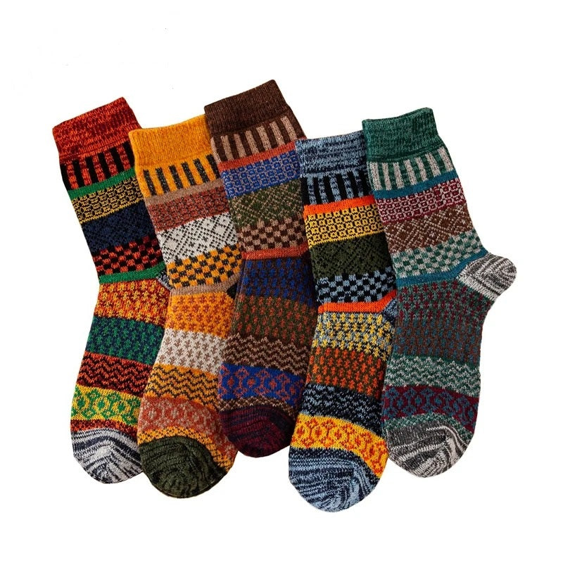 Sofie | Super warme Scandinavische schapenwol sokken in de kleur Gemengde kleur 1 voor dames in Lounge stijl ideaal voor de winter