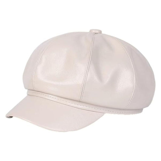 Sophie | Stijlvolle leren baret in de kleur Beige voor dames in stijl ideaal voor de winter