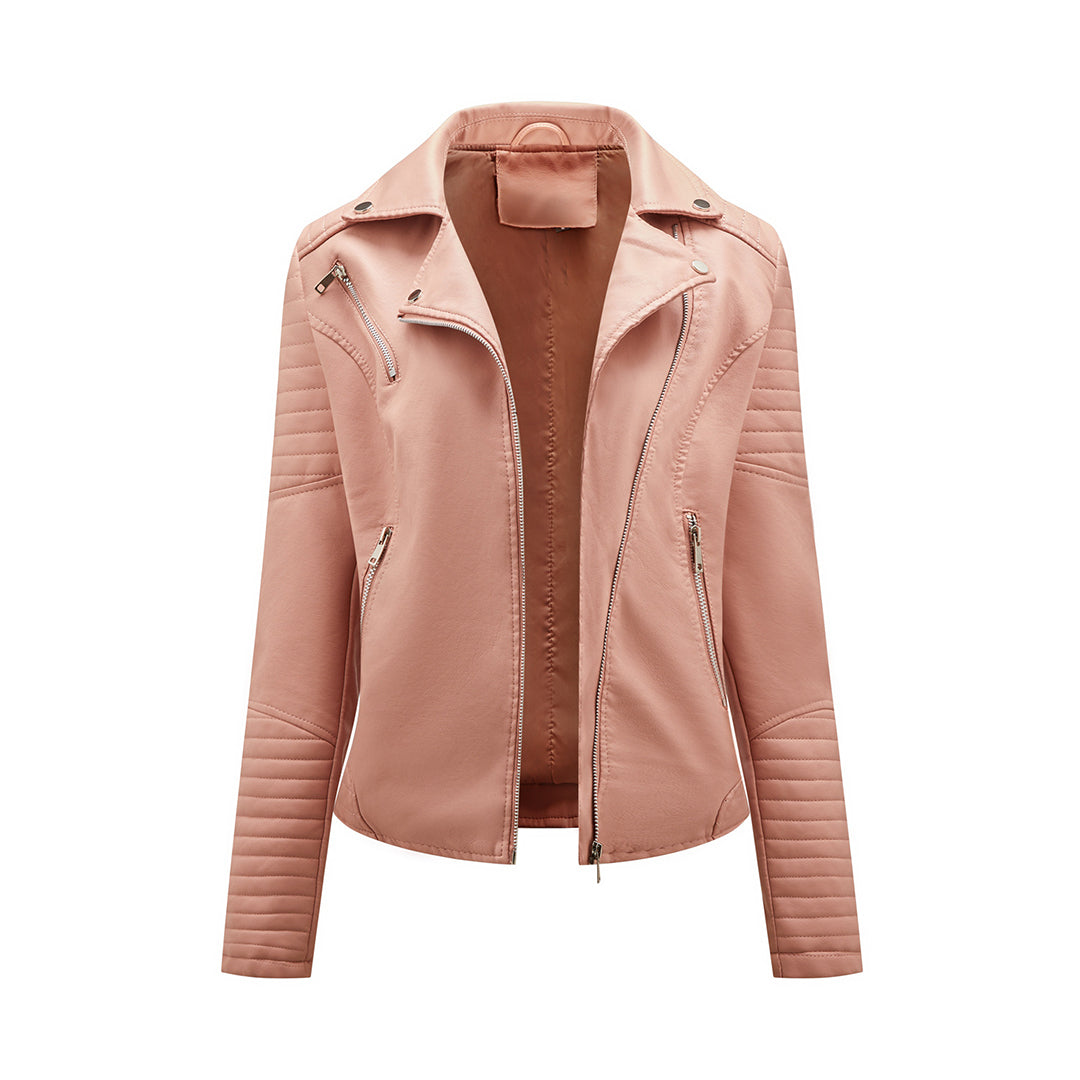 Sophie | Stijlvolle leren jas in de kleur Roze voor dames in stijl ideaal voor de herfst.