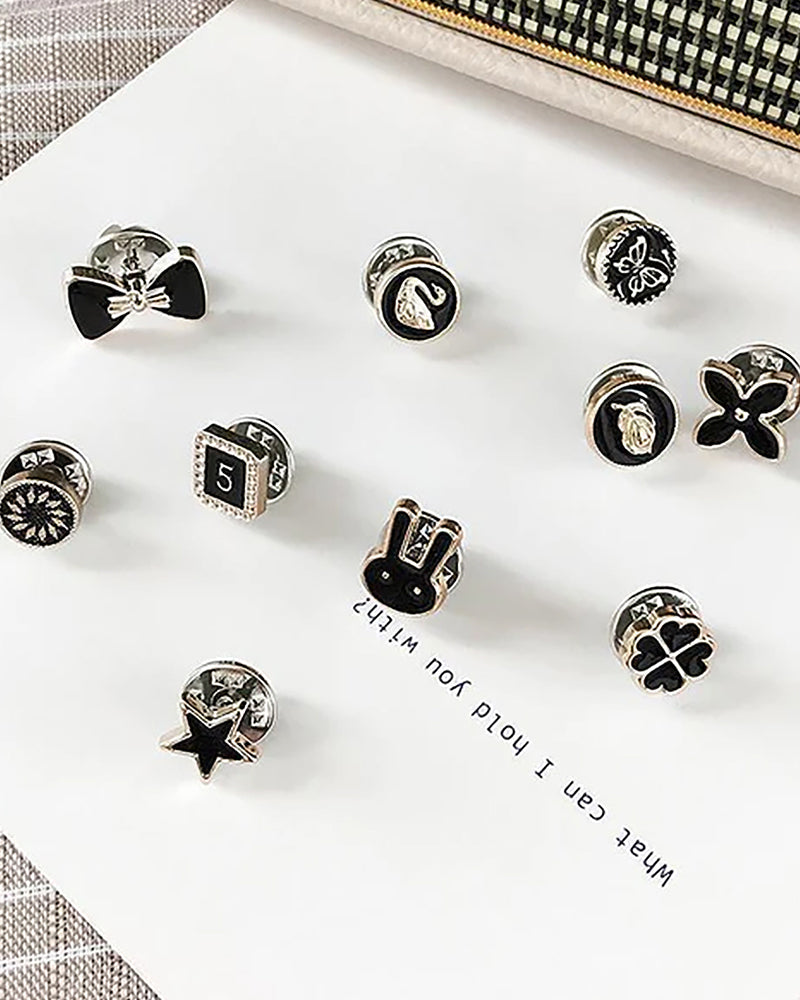Sophie | Vaste anti-expositie spelden (10 stuks/set) in de kleur Zwart voor dames in stijl geschikt voor alle seizoenen.