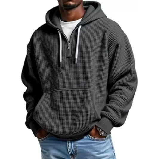 Hoodie met kwart rits en capuchon