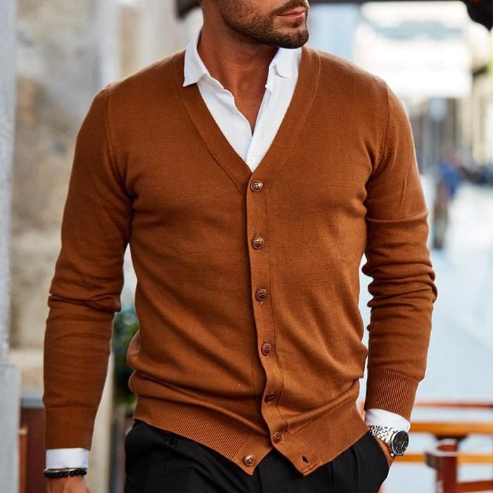 Stef Vest | Casual cardigan voor heren in de kleur Donkerbruin voor heren in stijl geschikt voor alle seizoenen.