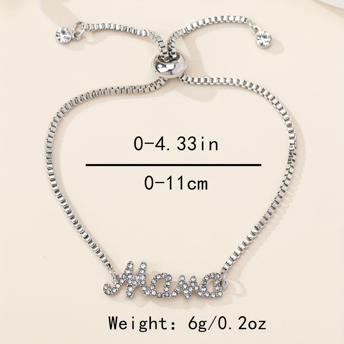 Mooie Mama Letter Bedelarmband met Nepdiamanten